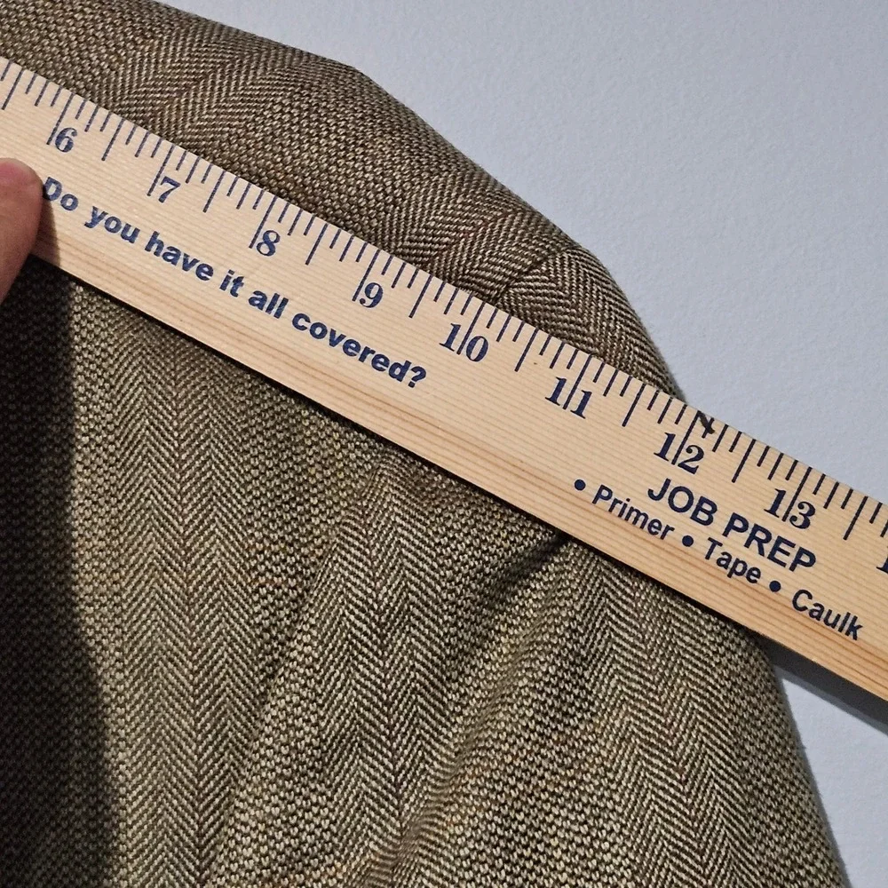 Polo University Club Ralph Lauren Silk Wool Linen Herringbone Blazer 43R Tan